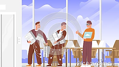 Switching to online work with a cloud service. For web communication and virtual meeting Vector Illustration