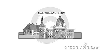 Switzerland, Bern city skyline isolated vector illustration, icons Vector Illustration
