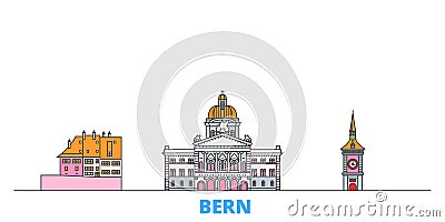 Switzerland, Bern line cityscape, flat vector. Travel city landmark, oultine illustration, line world icons Vector Illustration