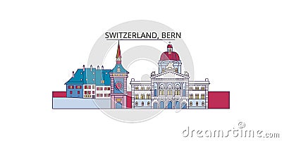 Switzerland, Bern tourism landmarks, vector city travel illustration Vector Illustration