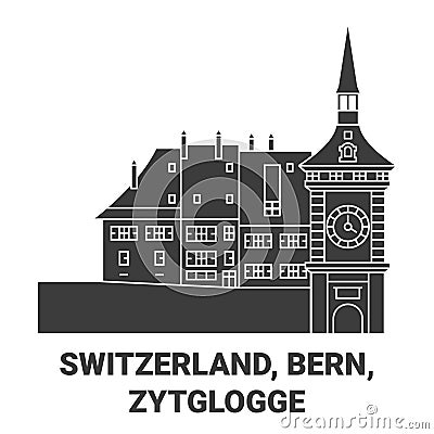 Switzerland, Bern, Zytglogge travel landmark vector illustration Vector Illustration