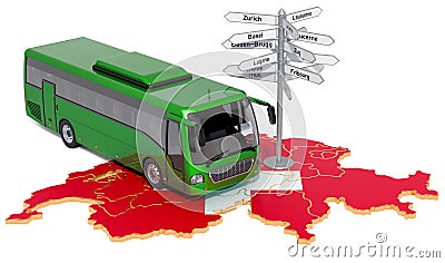 Switzerland Bus Tours concept. 3D rendering Stock Photo