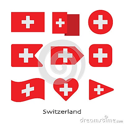 Switzerland flag icon set Vector Illustration