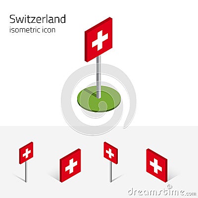 Switzerland flag, vector set of 3D isometric icons Vector Illustration