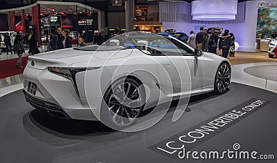 Switzerland; Geneva; March 9, 2019; Lexus LC Convertible concept, rear left side; The 89th International Motor Show in Geneva from Editorial Stock Photo