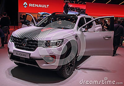 Switzerland; Geneva; March 9, 2019; Renault Alaskan ICE edition; The 89th International Motor Show in Geneva from 7th to 17th of Editorial Stock Photo