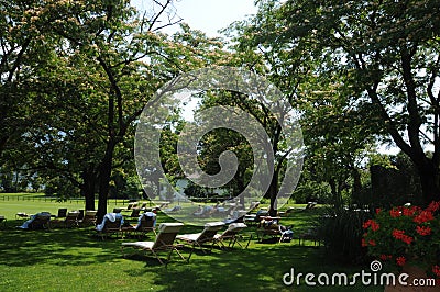 The hotel park of the hotel Castello del Sole near Ascona Stock Photo