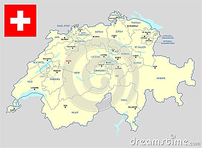 Switzerland map - cdr format Vector Illustration