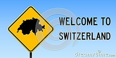 Switzerland map on road sign. Vector Illustration