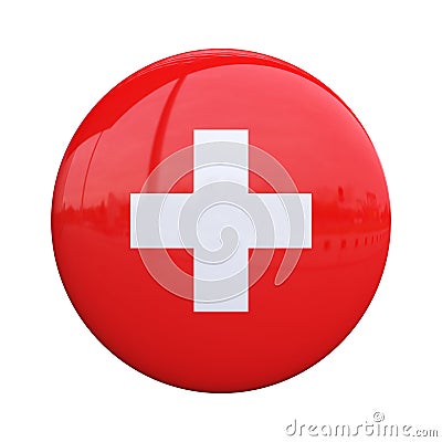 Switzerland national flag badge, nationality pin 3d rendering Stock Photo