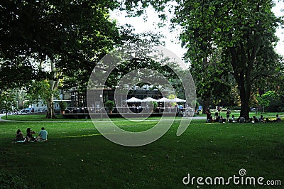 Switzerland: The Park of the Grand Casino in Baden City in canton Aargau Editorial Stock Photo