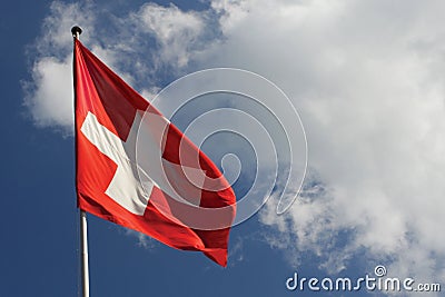 Switzerland's National flag Stock Photo