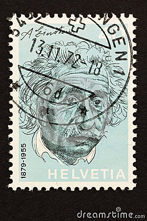 Switzerland Stamp of Einstein issued in1972 Editorial Stock Photo