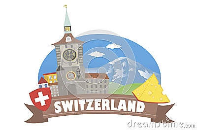 Switzerland. Tourism and travel Vector Illustration