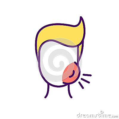 Swollen cheek RGB color icon Vector Illustration