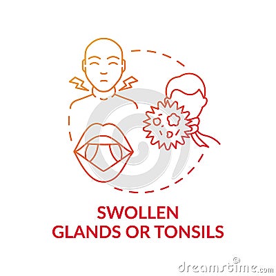 Swollen glands and tonsils concept icon Vector Illustration