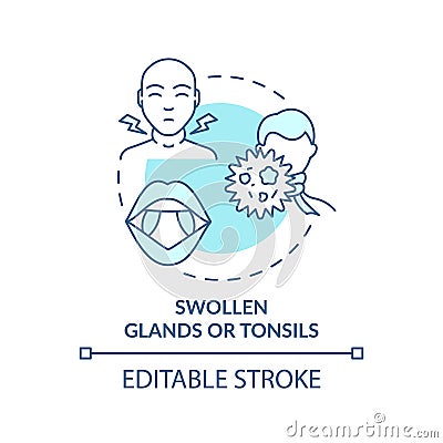 Swollen glands and tonsils concept icon Vector Illustration