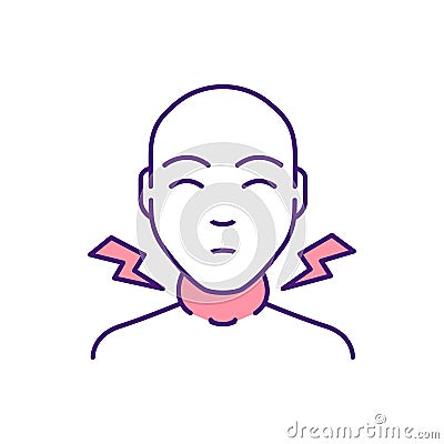 Swollen lymph nodes RGB color icon Vector Illustration