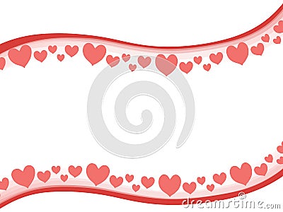 Swoosh Valentine Hearts Border Background Stock Photo