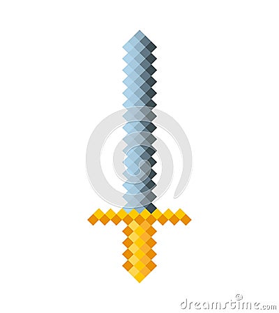 Sword game pixelated icon Vector Illustration