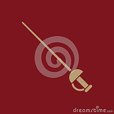 The sword icon. Epee symbol. Flat Vector Illustration