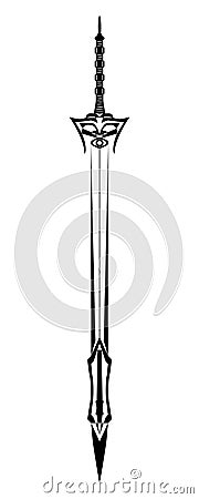 Sword outline. Ancient Longsword. Saber. Blade Tattoo Stock Photo