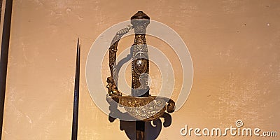 Sword rapier wall sharp armor Stock Photo