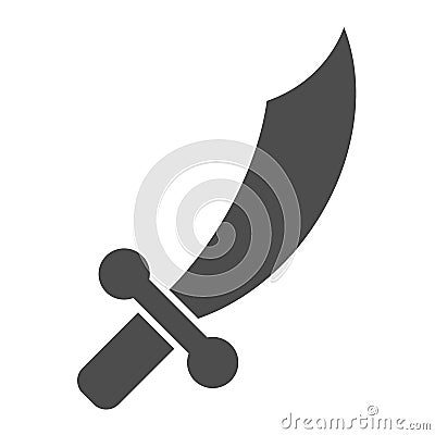 Sword solid icon. Dagger, knife or samurai saber symbol, glyph style pictogram on white background. Warfare or military Vector Illustration