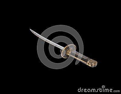 Sword steel blade samurai ancient isolated on black background and clipping path Stock Photo