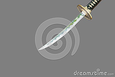 Sword steel blade samurai ancient isolated on gray background Stock Photo