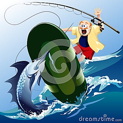 Swordfish attack Vector Illustration