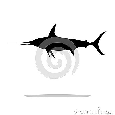 Swordfish fish black silhouette aquatic animal Vector Illustration