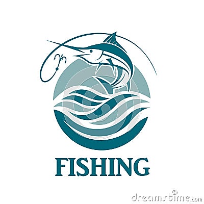 Swordfish fishing emblem Vector Illustration