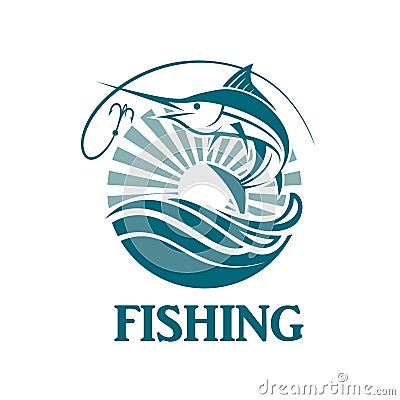 Swordfish fishing emblem Vector Illustration