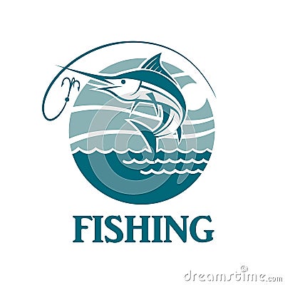 Swordfish fishing emblem Vector Illustration