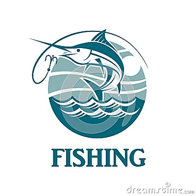 Swordfish fishing emblem Vector Illustration