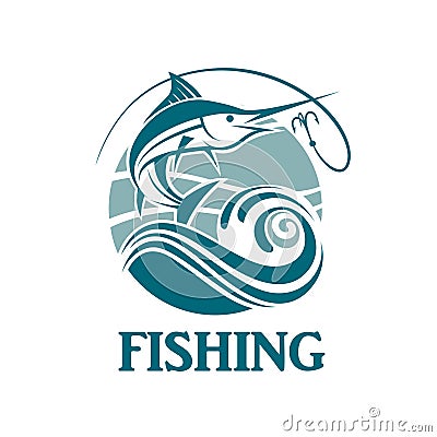 Swordfish fishing emblem Vector Illustration