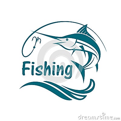 Swordfish fishing emblem Vector Illustration