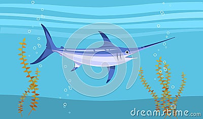 Swordfish underwater Vector Illustration