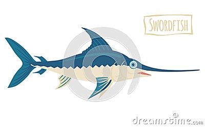 Swordfish, vector cartoon illustration Vector Illustration