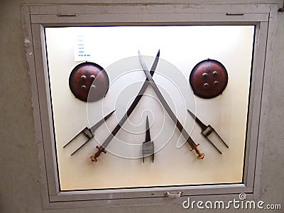 Swords in Historical museum in Jhansi Editorial Stock Photo