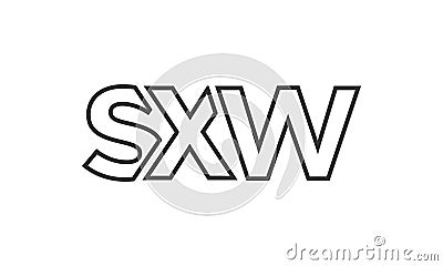 SXW logo design template with strong and modern bold text. Initial based vector logotype featuring simple and minimal typography. Vector Illustration
