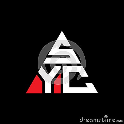 SYC triangle letter logo design with triangle shape. SYC triangle logo design monogram. SYC triangle vector logo template with red Vector Illustration
