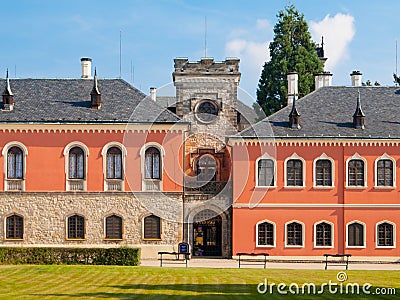 Sychrov Castle with pink facade in Czech Republic Stock Photo