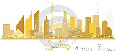 Sydney Australia City skyline golden silhouette. Cartoon Illustration