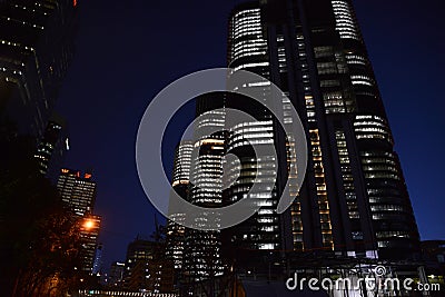 Sydney Australia city skyline tower blocks at night. Editorial Stock Photo