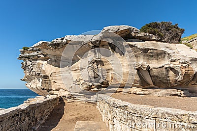 Mackenzies Point rocks on South shore of Bondi Beach, Sydney Australia Stock Photo