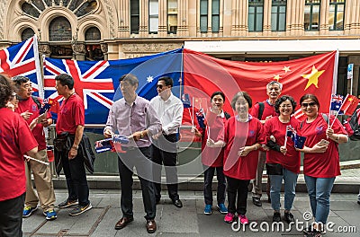Chinese Australian welcome premier Li Keqiang, Sydney Australia. Editorial Stock Photo