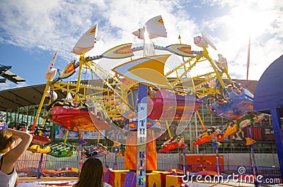 The Kite Flyer is an attraction `lets riders experience` in fun park zone of Sydney Easter show 2013 at Sydney Olympic park. Editorial Stock Photo