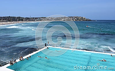 People relaxing at the beach on a hot sunday Editorial Stock Photo